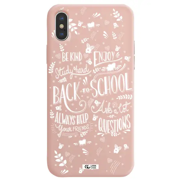 Back To School Apple iPhone X Silicone pastel pink Case