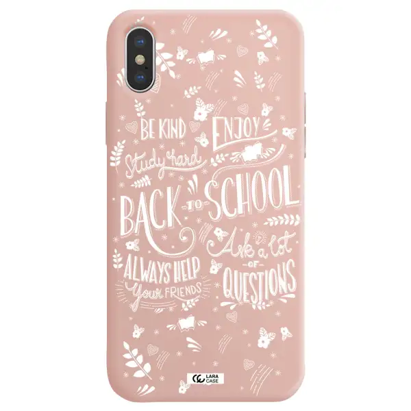 Back To School Apple iPhone XS Silicone pastel pink Case