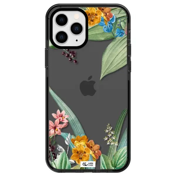 Summer Flower Vector Apple iPhone 11 pro max impact Smoke Black Case