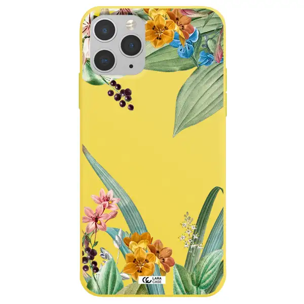 Summer Flower Vector Apple iPhone 11 pro max Silicone canary yellow Case