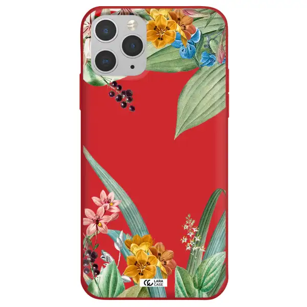 Summer Flower Vector Apple iPhone 11 pro max Silicone Imperial Red Case