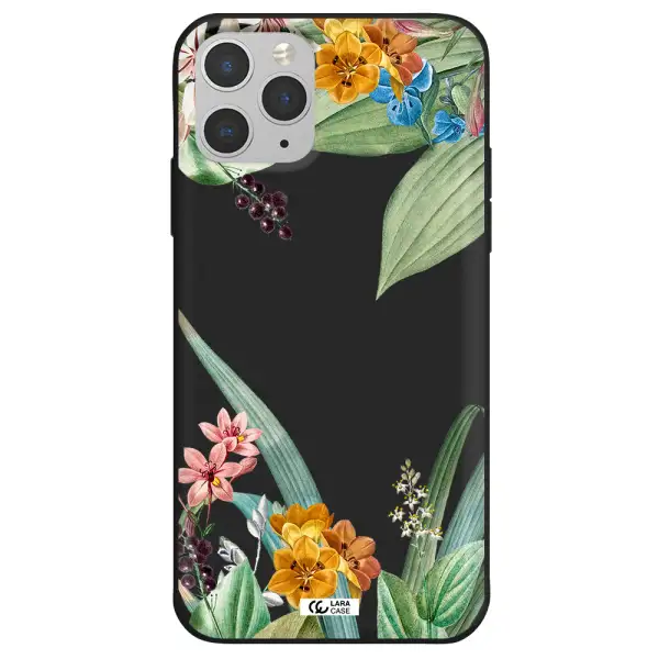 Summer Flower Vector Apple iPhone 11 pro Silicone black Case