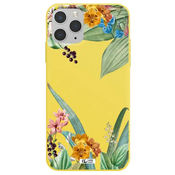 Summer Flower Vector Apple iPhone 11 pro Silicone canary yellow Case
