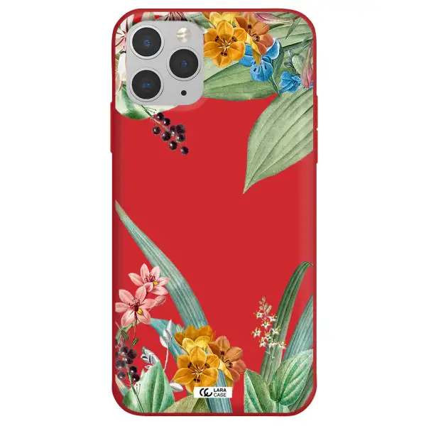 Summer Flower Vector Apple iPhone 11 pro Silicone Imperial Red Case