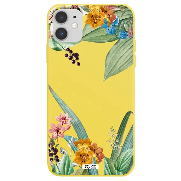Summer Flower Vector Apple iPhone 11 Silicone canary yellow Case