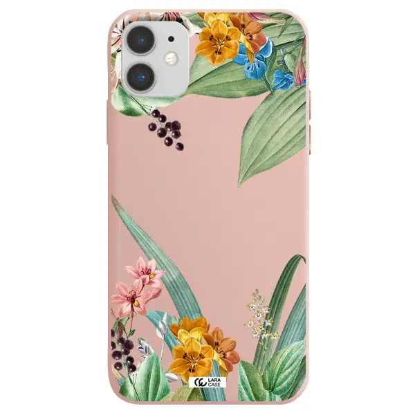 Summer Flower Vector Apple iPhone 11 Silicone pastel pink Case