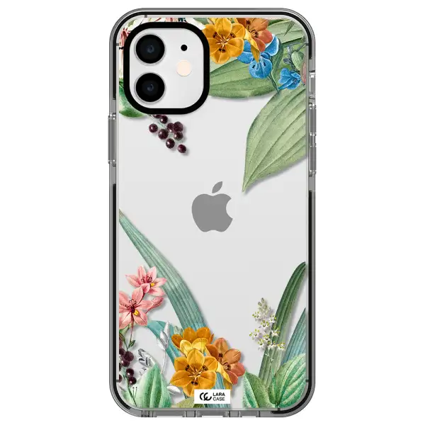 Summer Flower Vector Apple iPhone 12 impact black border Case