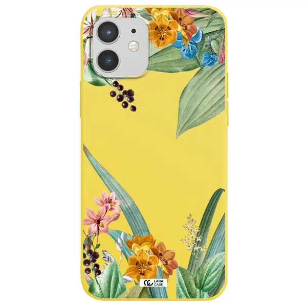 Summer Flower Vector Apple iPhone 12 mini Silicone canary yellow Case