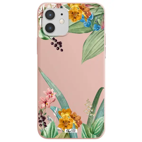 Summer Flower Vector Apple iPhone 12 mini Silicone pastel pink Case