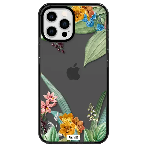 Summer Flower Vector Apple iPhone 12 pro max impact Smoke Black Case