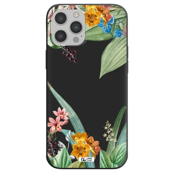 Summer Flower Vector Apple iPhone 12 pro max Silicone black Case
