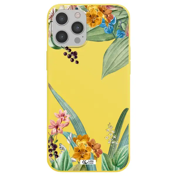 Summer Flower Vector Apple iPhone 12 pro max Silicone canary yellow Case