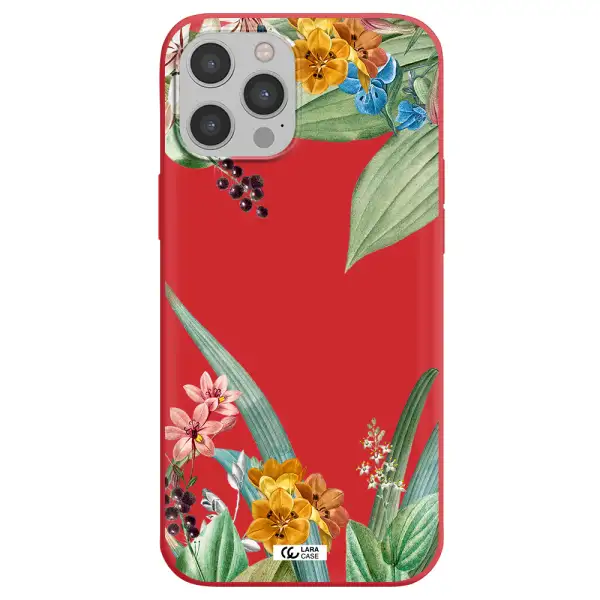 Summer Flower Vector Apple iPhone 12 pro max Silicone Imperial Red Case