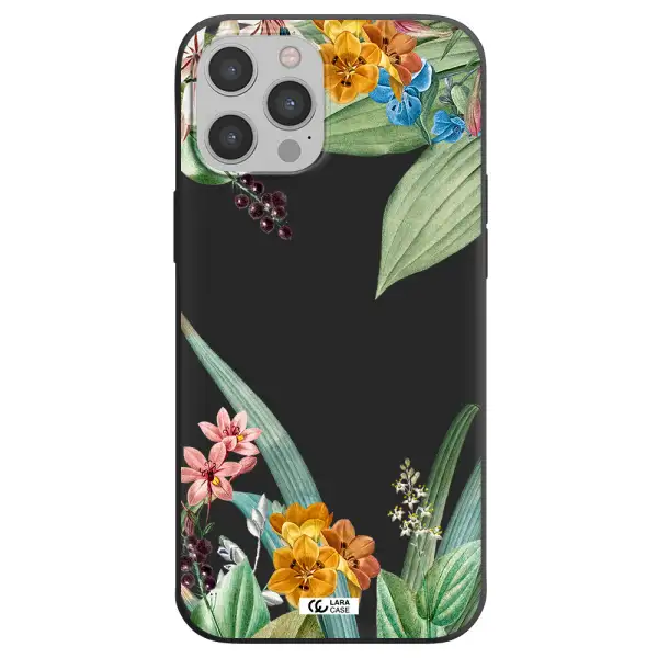 Summer Flower Vector Apple iPhone 12 pro Silicone black Case