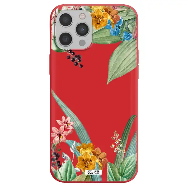 Summer Flower Vector Apple iPhone 12 pro Silicone Imperial Red Case