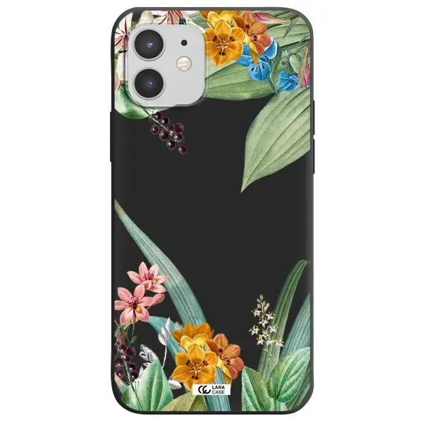 Summer Flower Vector Apple iPhone 12 Silicone black Case