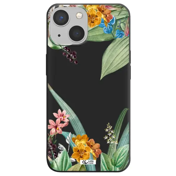 Summer Flower Vector Apple iPhone 13 mini Silicone black Case