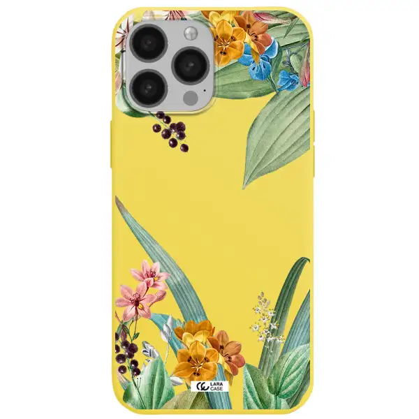 Summer Flower Vector Apple iPhone 13 Pro Silicone canary yellow Case