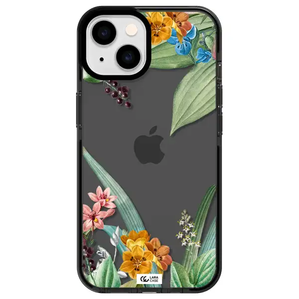 Summer Flower Vector Apple iPhone 14 impact Smoke Black Case