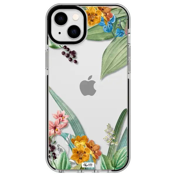 Summer Flower Vector Apple iPhone 14 plus impact black border Case