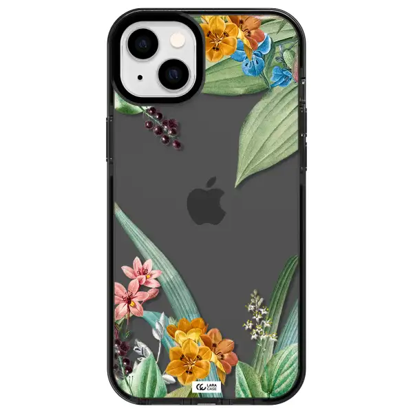 Summer Flower Vector Apple iPhone 14 plus impact Smoke Black Case