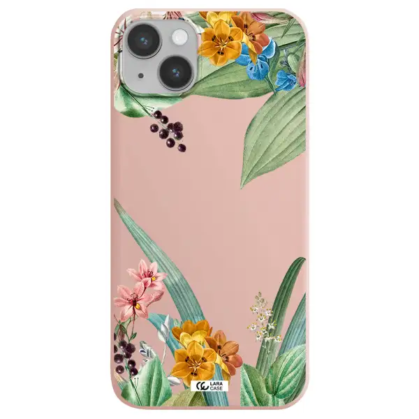 Summer Flower Vector Apple iPhone 14 plus Silicone pastel pink Case