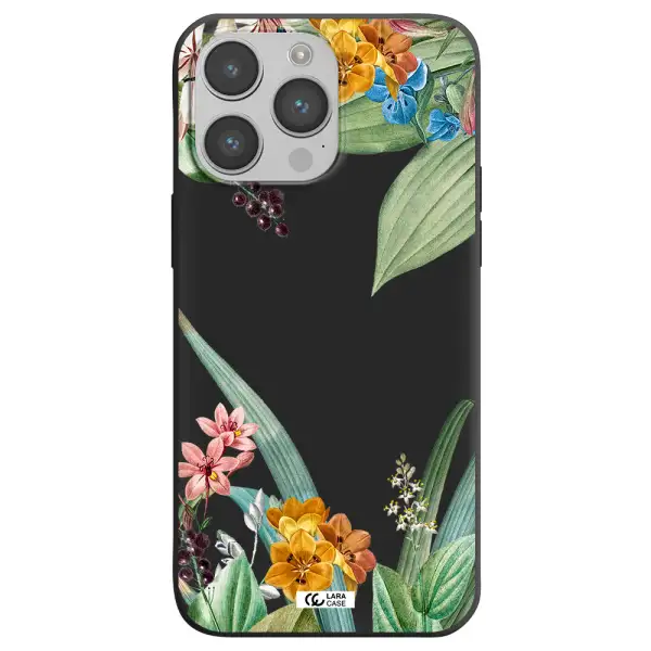 Summer Flower Vector Apple iPhone 14 pro max Silicone black Case