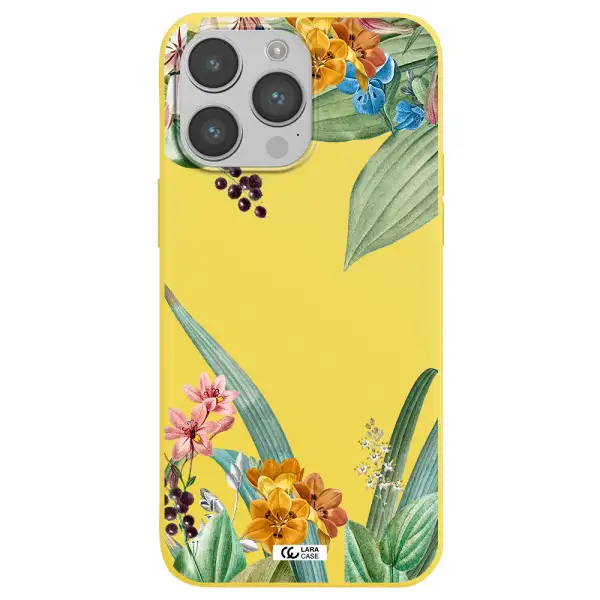 Summer Flower Vector Apple iPhone 14 pro Silicone canary yellow Case