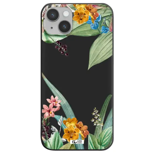 Summer Flower Vector Apple iPhone 14 Silicone black Case