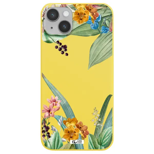 Summer Flower Vector Apple iPhone 14 Silicone canary yellow Case