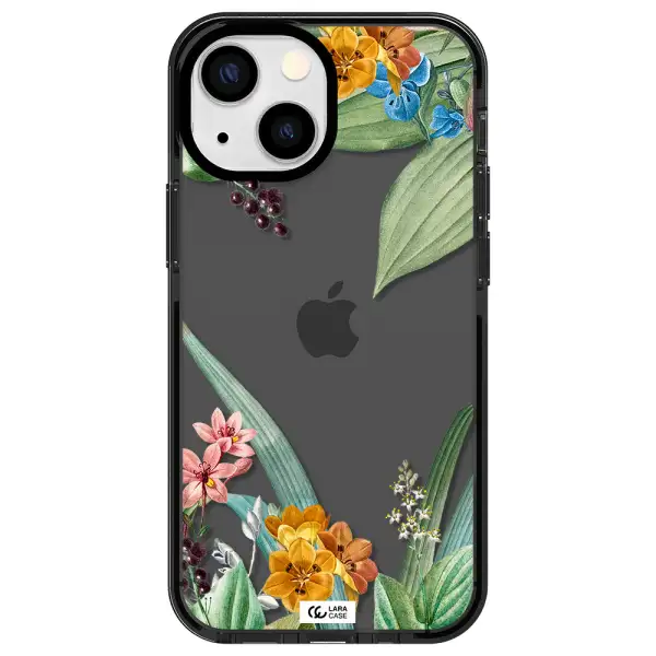 Summer Flower Vector Apple iPhone 15 impact Smoke Black Case