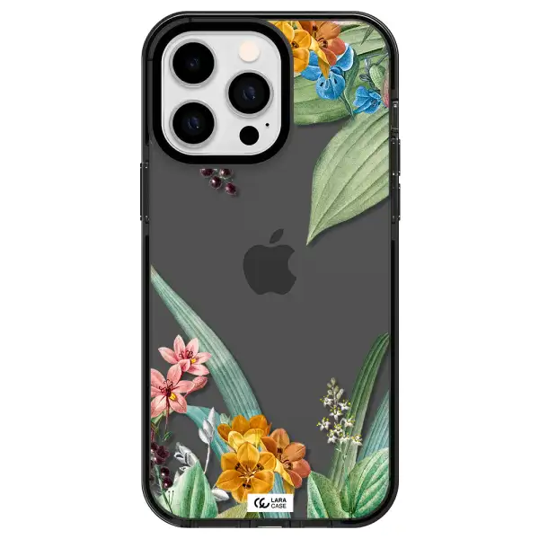 Summer Flower Vector Apple iPhone 15 Pro impact Smoke Black Case
