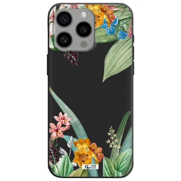 Summer Flower Vector Apple Iphone 15 Pro max Silicone black Case