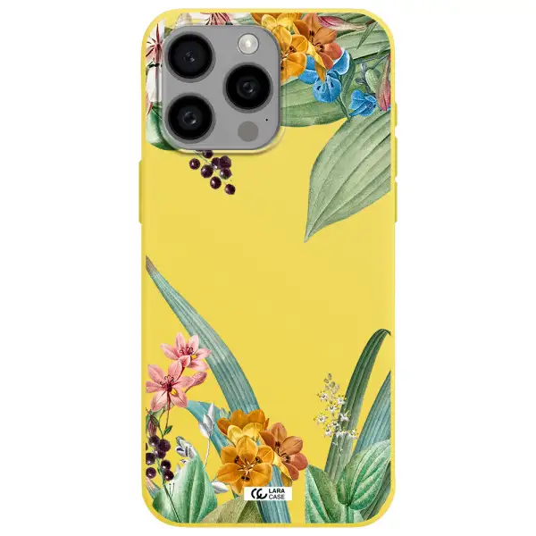 Summer Flower Vector Apple Iphone 15 Pro max Silicone canary yellow Case