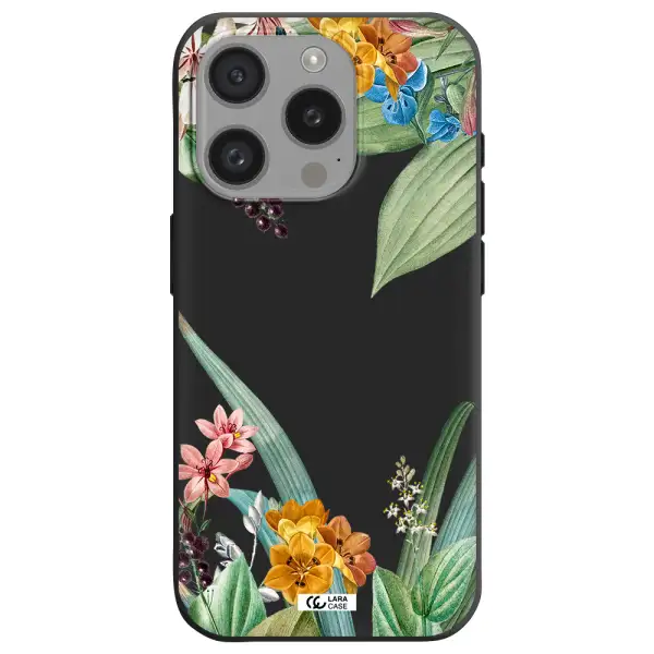 Summer Flower Vector Apple Iphone 15 Pro Silicone Black Case