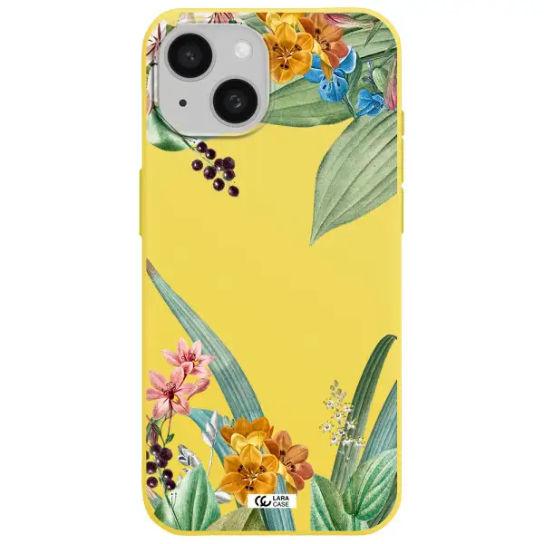 Summer Flower Vector Apple iPhone 15 Silicone canary yellow Case