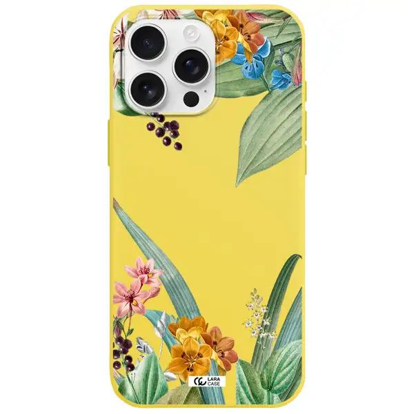 Summer Flower Vector Apple Iphone 16 Pro Max Silicone Canary Yellow Case