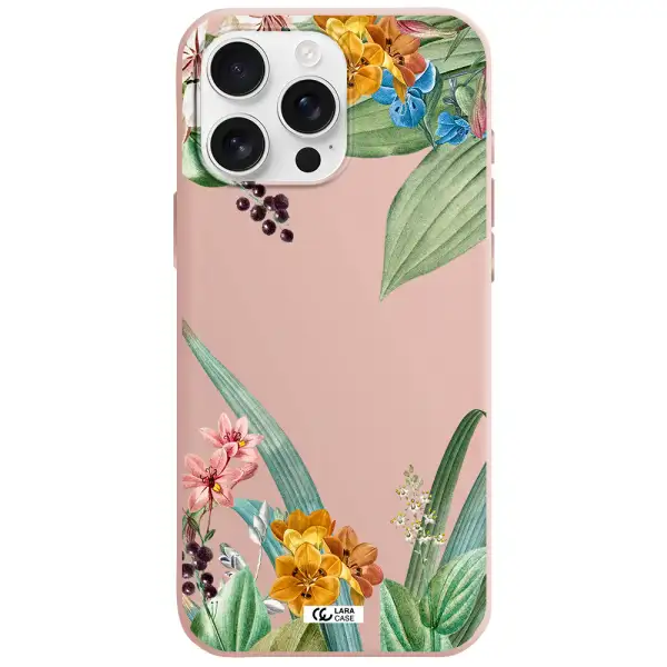 Summer Flower Vector Apple Iphone 16 Pro Max Silicone Pastel Pink Case