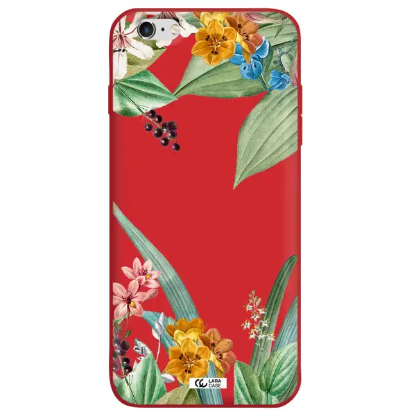 Summer Flower Vector Apple iPhone 6 s plus Silicone Imperial Red Case