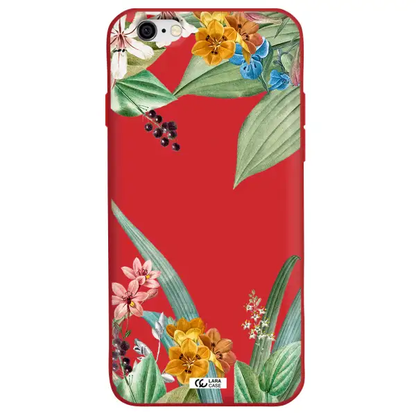 Summer Flower Vector Apple iPhone 6 Silicone Imperial Red Case