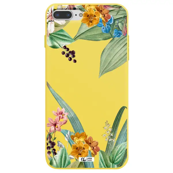 Summer Flower Vector Apple iPhone 8 plus Silicone canary yellow Case