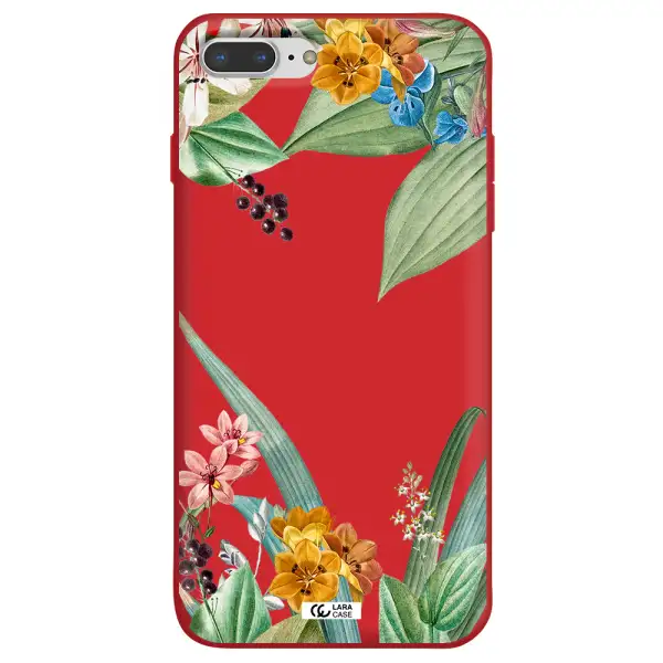 Summer Flower Vector Apple iPhone 8 plus Silicone Imperial Red Case