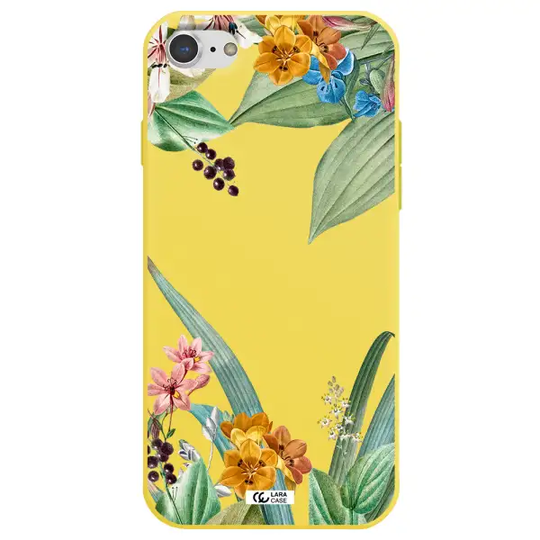 Summer Flower Vector Apple iPhone 8 Silicone canary yellow Case