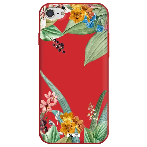 Summer Flower Vector Apple iPhone 8 Silicone Imperial Red Case