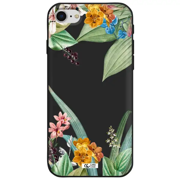 Summer Flower Vector Apple iPhone se 2020 Silicone black Case