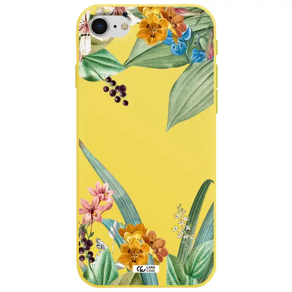 Summer Flower Vector Apple iPhone se 2020 Silicone canary yellow Case