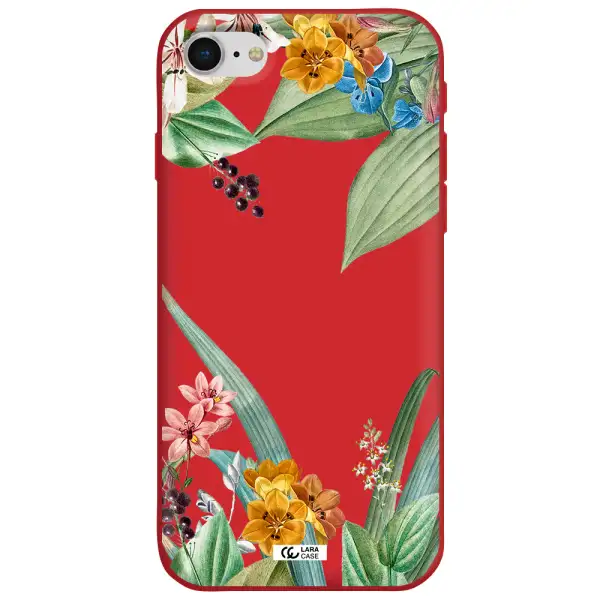 Summer Flower Vector Apple iPhone se 2020 Silicone Imperial Red Case
