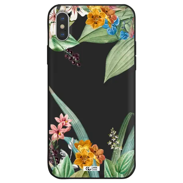 Summer Flower Vector Apple iPhone X Silicone black Case