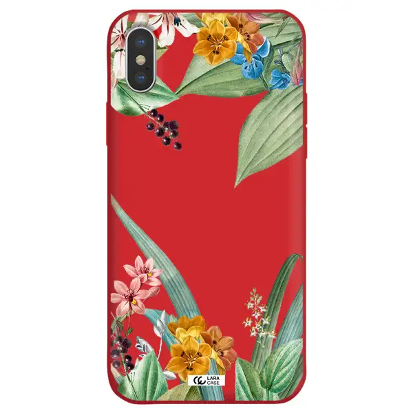 Summer Flower Vector Apple iPhone X Silicone Imperial Red Case