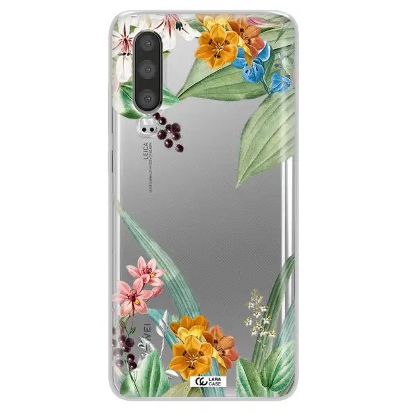 Summer Flower Vector Huawei P30 Clear TPU Case